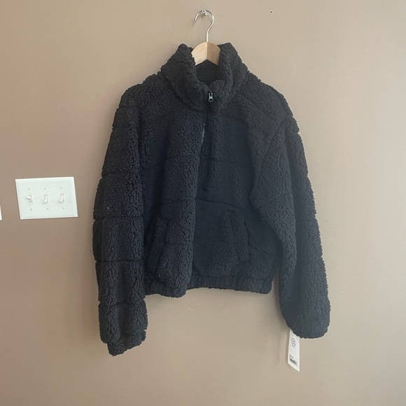 NWT Sage Collective Sherpa 1/4 Zip Pullover in Black‎ Size Large - Picture 1 of 5